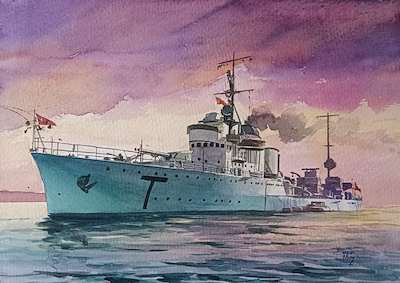 Ömer Muz imzalı tablo — Sulu Boya, 22×30 cm, 20.000 TL müzayede satışı