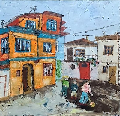 Cevriye Özgezer imzalı tablo — Yağlı Boya, 40×40 cm, 10.000 TL müzayede satışı