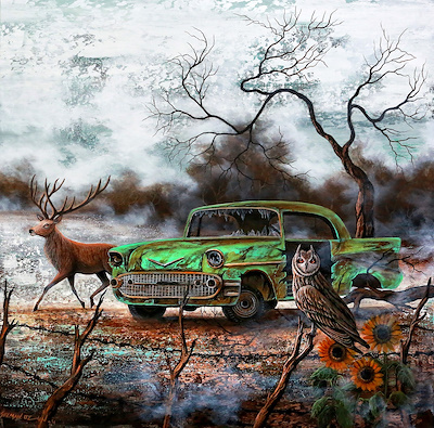 Selman Uzun imzalı tablo — Akrilik Boya, 80×80 cm, 90.000 TL müzayede satışı