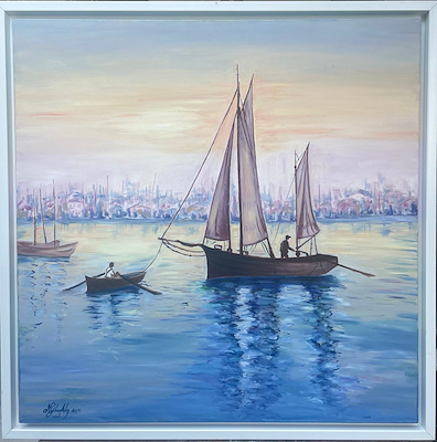 Nermin imzalı tablo — Yağlı Boya, 70×70 cm, 5.000 TL müzayede satışı