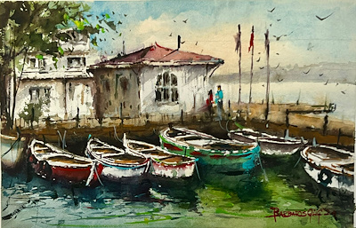 Barbaros Güç imzalı tablo — Sulu Boya, 54×35 cm, 5.000 TL müzayede satışı