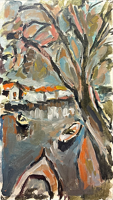 Faruk Nafiz Çamlıbel imzalı tablo — Yağlı Boya, 37×21.5 cm, 4.000 TL müzayede satışı