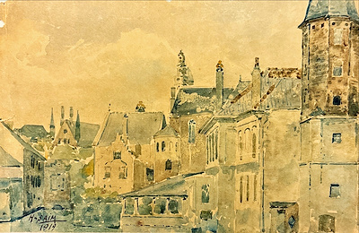 Hasan Saim imzalı tablo — Sulu Boya, 18×27 cm, 10.000 TL müzayede satışı