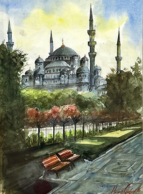 Hasan Ozansoy imzalı tablo — Sulu Boya, 47.5×32.5 cm, 4.000 TL müzayede satışı