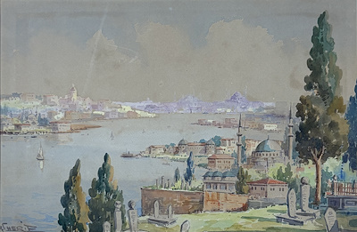 Şerif Renkgörür imzalı tablo — Sulu Boya, 26.5×40 cm, 22.500 TL müzayede satışı