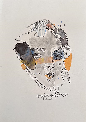 Özgür Eryılmaz imzalı tablo — Karışık Teknik, 24×17 cm, 2.050 TL müzayede satışı