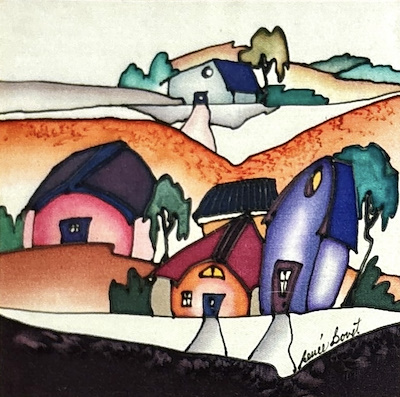 Renée Bovet imzalı tablo — Karışık Teknik, 13×13 cm, 2.500 TL müzayede satışı