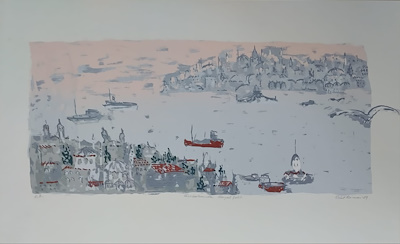 Gül Derman imzalı tablo — Serigrafi, 40×70 cm, 5.500 TL müzayede satışı