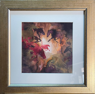 Birim Aksüyek imzalı tablo — Sulu Boya, 18×18 cm, 3.250 TL müzayede satışı