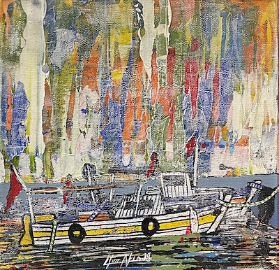 Uğur Akın imzalı tablo — Akrilik Boya, 25×25 cm, 4.500 TL müzayede satışı