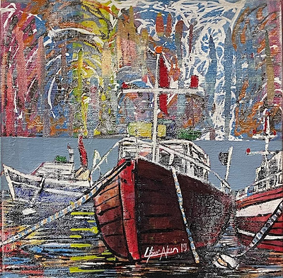 Uğur Akın imzalı tablo — Akrilik Boya, 25×25 cm, 4.500 TL müzayede satışı