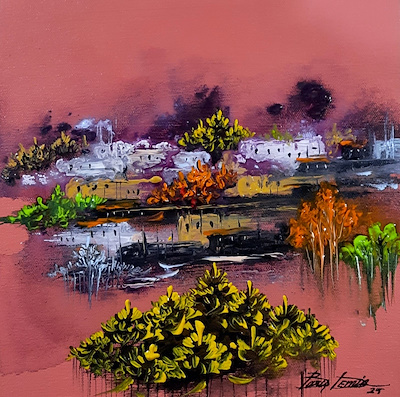 Barış Demir imzalı tablo — Akrilik Boya, 25×25 cm, 3.000 TL müzayede satışı