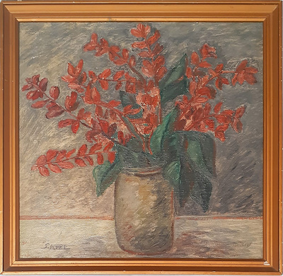 Selma Arel imzalı tablo — Yağlı Boya, 34.5×34.5 cm, 10.000 TL müzayede satışı