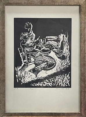 Burçin Erdi imzalı tablo — Gravür, 40×30 cm, 2.000 TL müzayede satışı