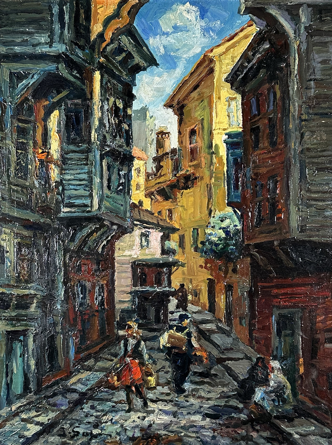 İBRAHİM SAFİ (1898-1983)-“İstanbul'da Sokak” Tuval üzerine yağlı