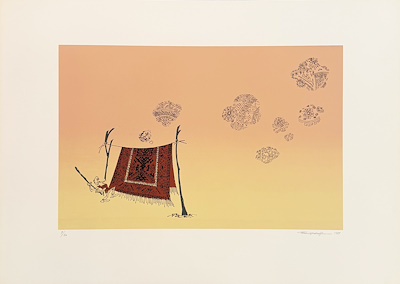 Semih Balcıoğlu imzalı tablo — Serigrafi, 50×70 cm, 5.000 TL müzayede satışı