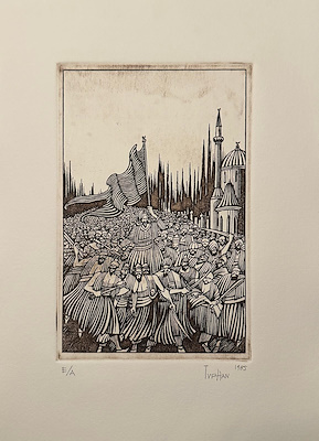 Turhan Selçuk imzalı tablo — Gravür, 35×27 cm, 17.000 TL müzayede satışı