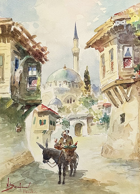 Nicolai Saraphanoff imzalı tablo — Karışık Teknik, 41×29 cm, 18.000 TL müzayede satışı
