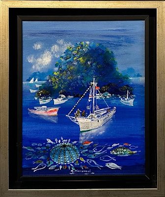 Mustafa Pilevneli-Mavi Yolculuk, Duralit Üzeri Yağlı Boya, 26 x 20