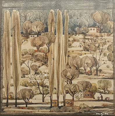 Ruzin Gerçin imzalı tablo — Karışık Teknik, 22.5×22 cm, 36.000 TL müzayede satışı