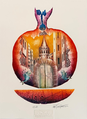 Ümit Doğan imzalı tablo — Gravür, 35×26 cm, 5.000 TL müzayede satışı