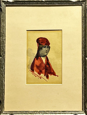 Rafet Başokçu imzalı tablo — Sulu Boya, 10×16 cm, 14.000 TL müzayede satışı