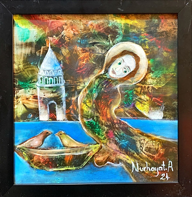 Nurhayat Altunçoğlu imzalı tablo — Yağlı Boya, 25×25 cm, 4.000 TL müzayede satışı