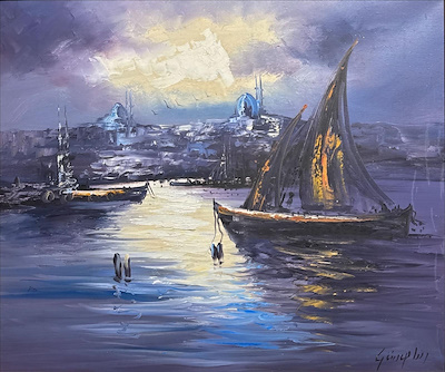 MAHMUT GÜNAYDIN-Tuval üzerine yağlı boya. İmzalı. Ebat: 55x65