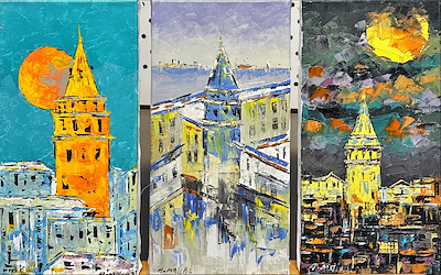 Akbar Maleki imzalı tablo — Yağlı Boya, 40×20 cm, 3.000 TL müzayede satışı
