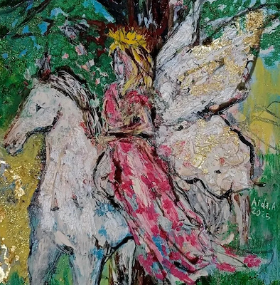 Aida Arghavani imzalı tablo — Karışık Teknik, 25×25 cm, 2.533 TL müzayede satışı
