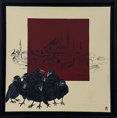 Hüseyin Karababalar imzalı tablo — Akrilik Boya, 50×50 cm, 7.000 TL müzayede satışı