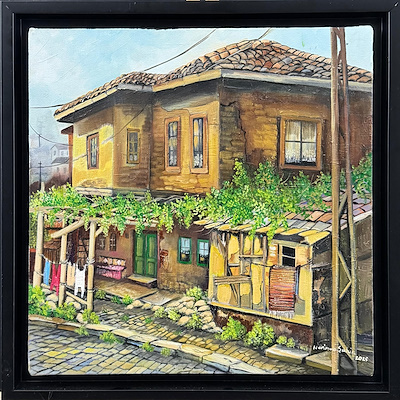 Neriman Şahin imzalı tablo — Yağlı Boya, 40×40 cm, 4.000 TL müzayede satışı