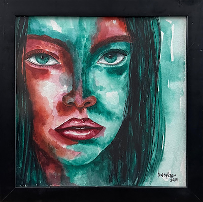 Bergüzar Kartal imzalı tablo — Suluboya, 30×30 cm, 1.500 TL müzayede satışı
