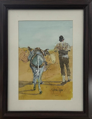 Fehmi Doğan imzalı tablo — Karışık Teknik, 27×19 cm, 1.750 TL müzayede satışı