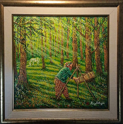 Hayal İrtegün imzalı tablo — Karışık Teknik, 30×30 cm, 15.000 TL müzayede satışı