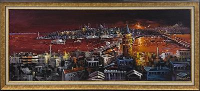 Halil Cankut imzalı tablo — Yağlı Boya, 60×150 cm, 13.500 TL müzayede satışı