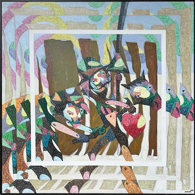 Onay Akbaş imzalı tablo — Yağlı Boya, 150×150 cm, 910.000 TL müzayede satışı