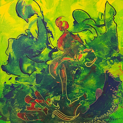Pınar Akbaba imzalı tablo — 45×45 cm, 5.000 TL müzayede satışı