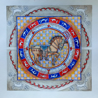 Gül Bıçakçı imzalı tablo — 28×28 cm, 7.500 TL müzayede satışı