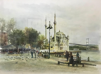 Mehmet Necefzade imzalı tablo — 55×75 cm, 40.000 TL müzayede satışı