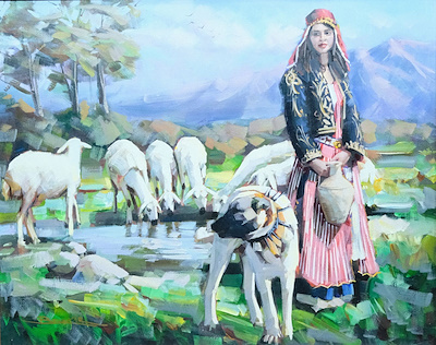 Bekir Üstün imzalı tablo — 90×110 cm, 42.000 TL müzayede satışı