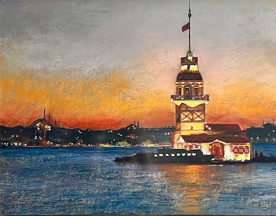 Pervin Saei imzalı tablo — Pastel Boya, 50×65 cm, 15.000 TL müzayede satışı