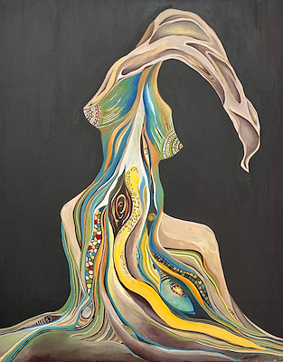 Öykü Araslı imzalı tablo — 100×80 cm, 20.000 TL müzayede satışı