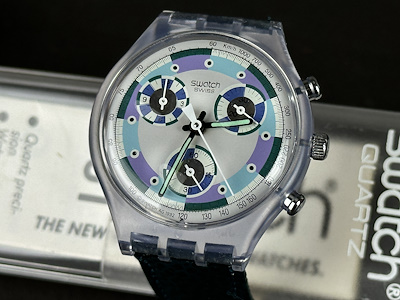 1992] Deri Kordonlu Swatch Chrono Greentic Kol Saati-Dunundunyasi