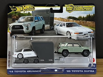 Hot Wheels TOYOTA 4RUNNER & '89 Supra Premium Team Transport Seti