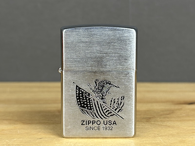 Zippo Classic Brushed Chrome “American Eagle & Flag” Lazer