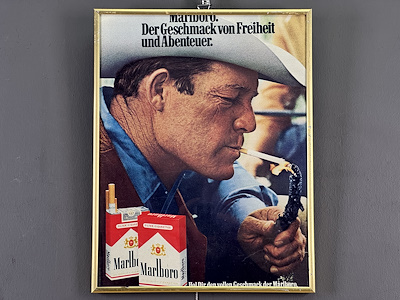 【当時物】1980s Marlboro大判両面印刷（50×70cm） Özgürlüğün ve Maceranın Tadı: 1985 Marlboro Çerçeveli Orijinal