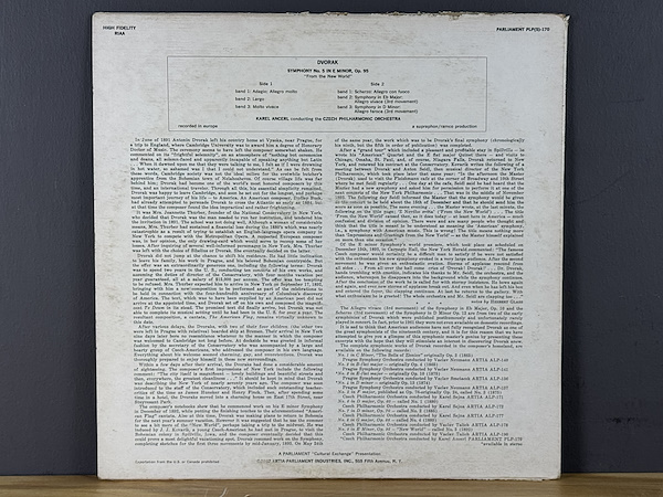 洋楽 EDIN-ADAHL 1987 Karel Ancerl & Czech Philharmonic Orchestra - Dvorak: Symphony No