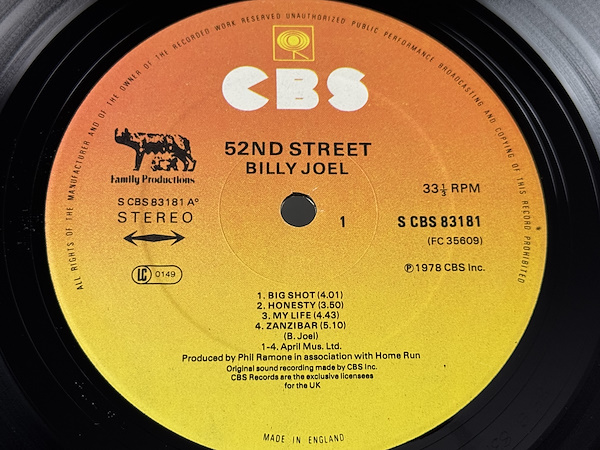 Billy Joel - 52nd Street - 1978 İngiltere - LP-Dunundunyasi.com