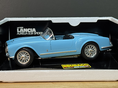 ミニカー LANCIA AURELIA B 24 SPIDER 1955 İtalyan Bburago İmzalı Lancia Aurelia B24 Spider (1955) - 1/18
